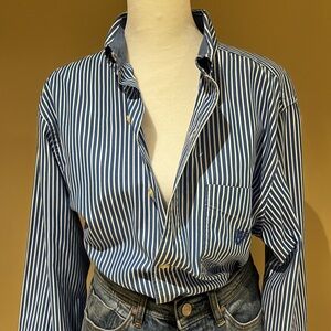 Chaps Navy and White Striped Shirt
